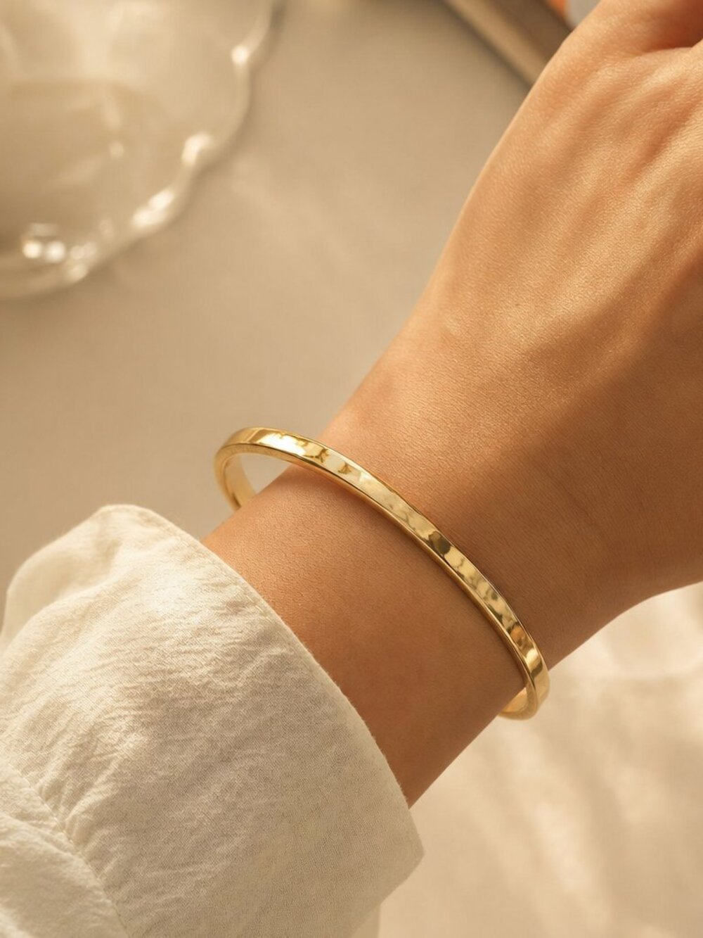 Kate Spade Gold Tone “Heart of Gold” Bangle • Engraved Bracelet • Stackable